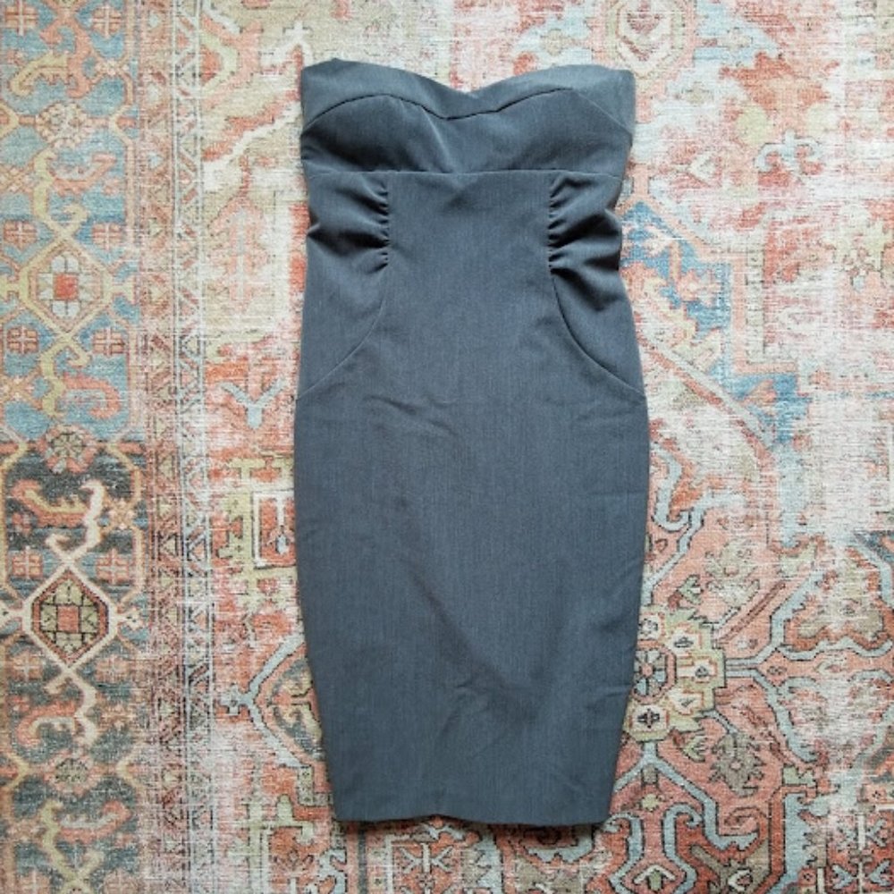 Grey strapless bodycon dress, Size S